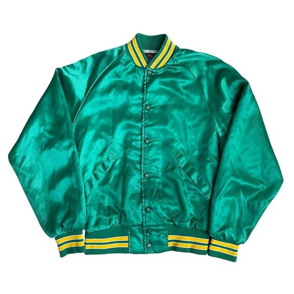 Rare Vintage Satin Varsity Oregon Marching Band Full Snap Jacket Made USA Sz M - Picture 1 of 14